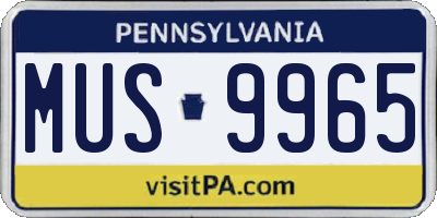 PA license plate MUS9965