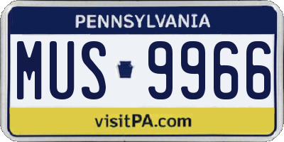 PA license plate MUS9966