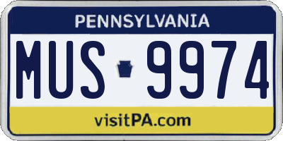 PA license plate MUS9974