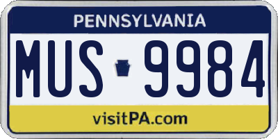 PA license plate MUS9984