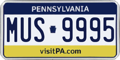 PA license plate MUS9995