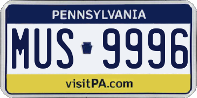 PA license plate MUS9996