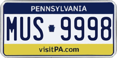 PA license plate MUS9998