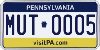 PA license plate MUT0005