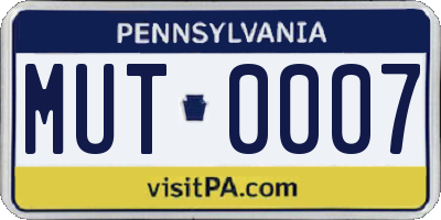 PA license plate MUT0007