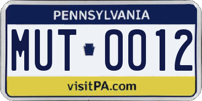 PA license plate MUT0012