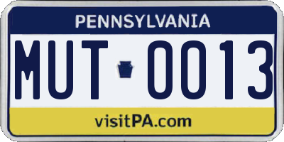 PA license plate MUT0013