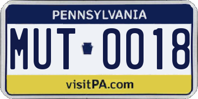 PA license plate MUT0018