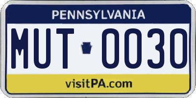 PA license plate MUT0030