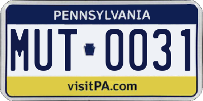 PA license plate MUT0031
