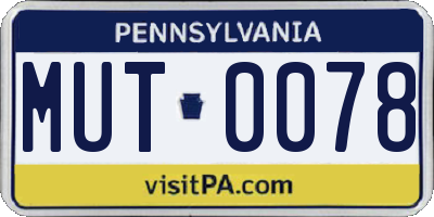PA license plate MUT0078