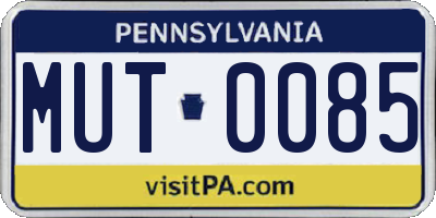 PA license plate MUT0085