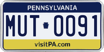 PA license plate MUT0091