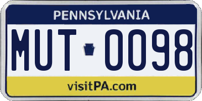 PA license plate MUT0098