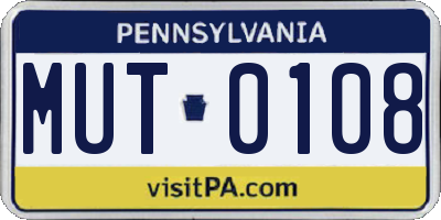 PA license plate MUT0108