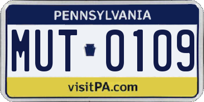 PA license plate MUT0109