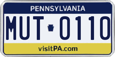 PA license plate MUT0110
