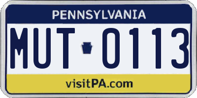 PA license plate MUT0113