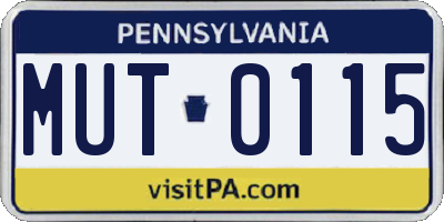 PA license plate MUT0115