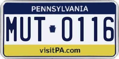 PA license plate MUT0116