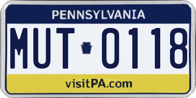 PA license plate MUT0118