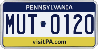 PA license plate MUT0120