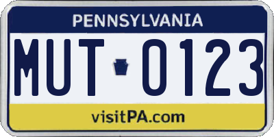 PA license plate MUT0123