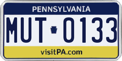 PA license plate MUT0133