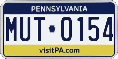 PA license plate MUT0154
