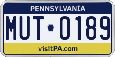 PA license plate MUT0189