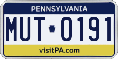PA license plate MUT0191