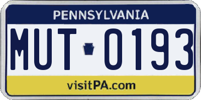 PA license plate MUT0193