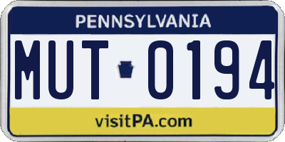 PA license plate MUT0194