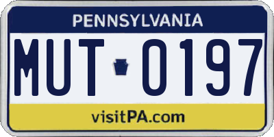 PA license plate MUT0197