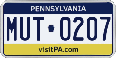 PA license plate MUT0207