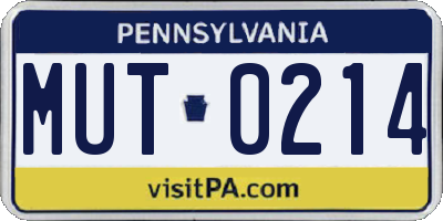 PA license plate MUT0214
