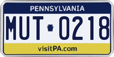 PA license plate MUT0218