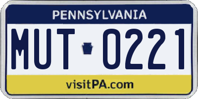 PA license plate MUT0221