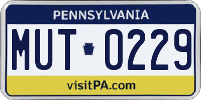 PA license plate MUT0229