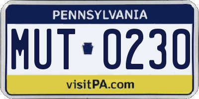 PA license plate MUT0230