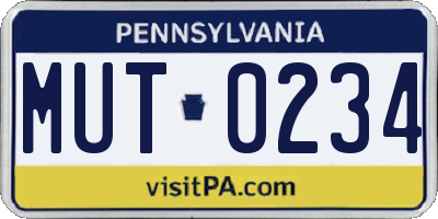 PA license plate MUT0234