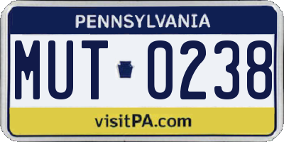 PA license plate MUT0238
