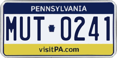 PA license plate MUT0241
