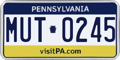 PA license plate MUT0245