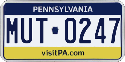 PA license plate MUT0247