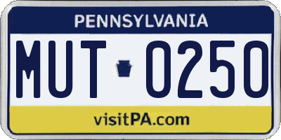 PA license plate MUT0250