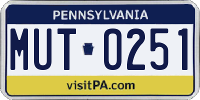 PA license plate MUT0251