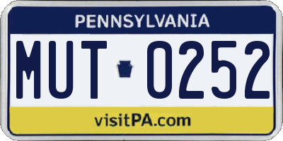 PA license plate MUT0252