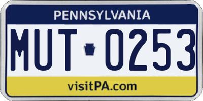 PA license plate MUT0253