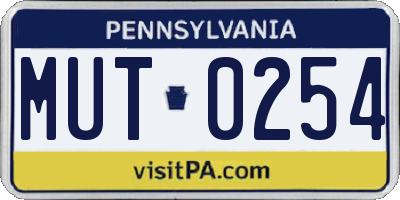 PA license plate MUT0254